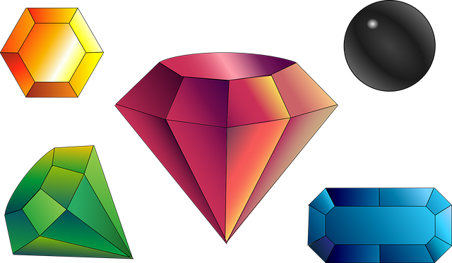 illustration of different colorful gemstones