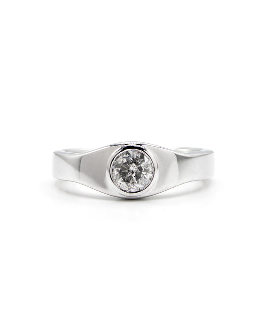 Moonrock Diamond Solitaire Cuff Ring