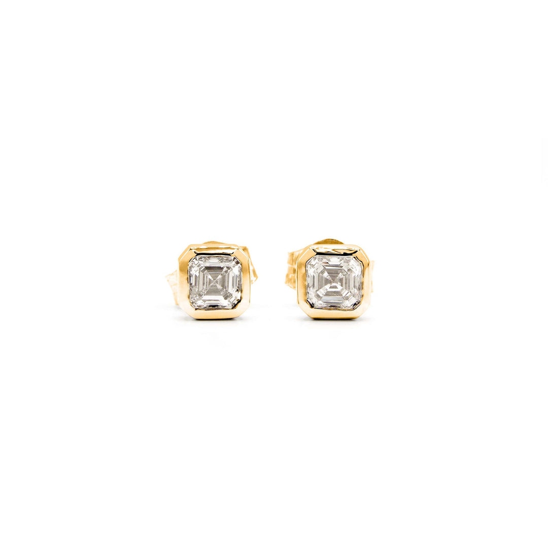 Asscher Diamond Earrings - Bezel