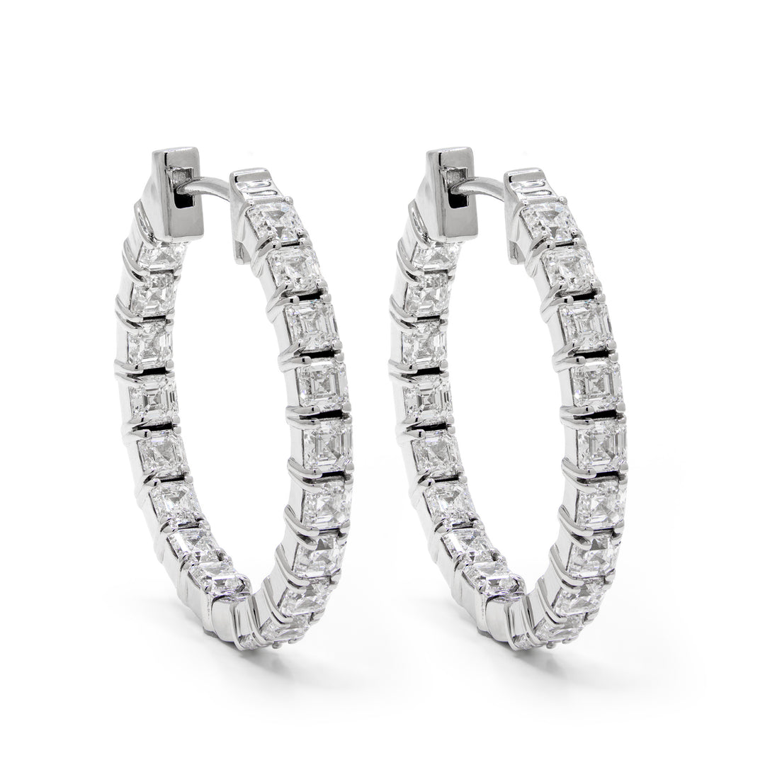 diamond eternity hoop earrings asscher