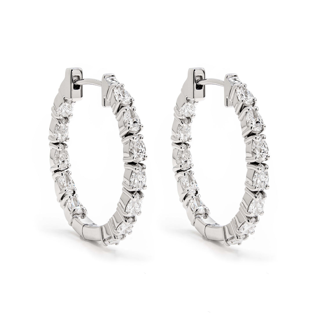 diamond eternity hoop earrings pear