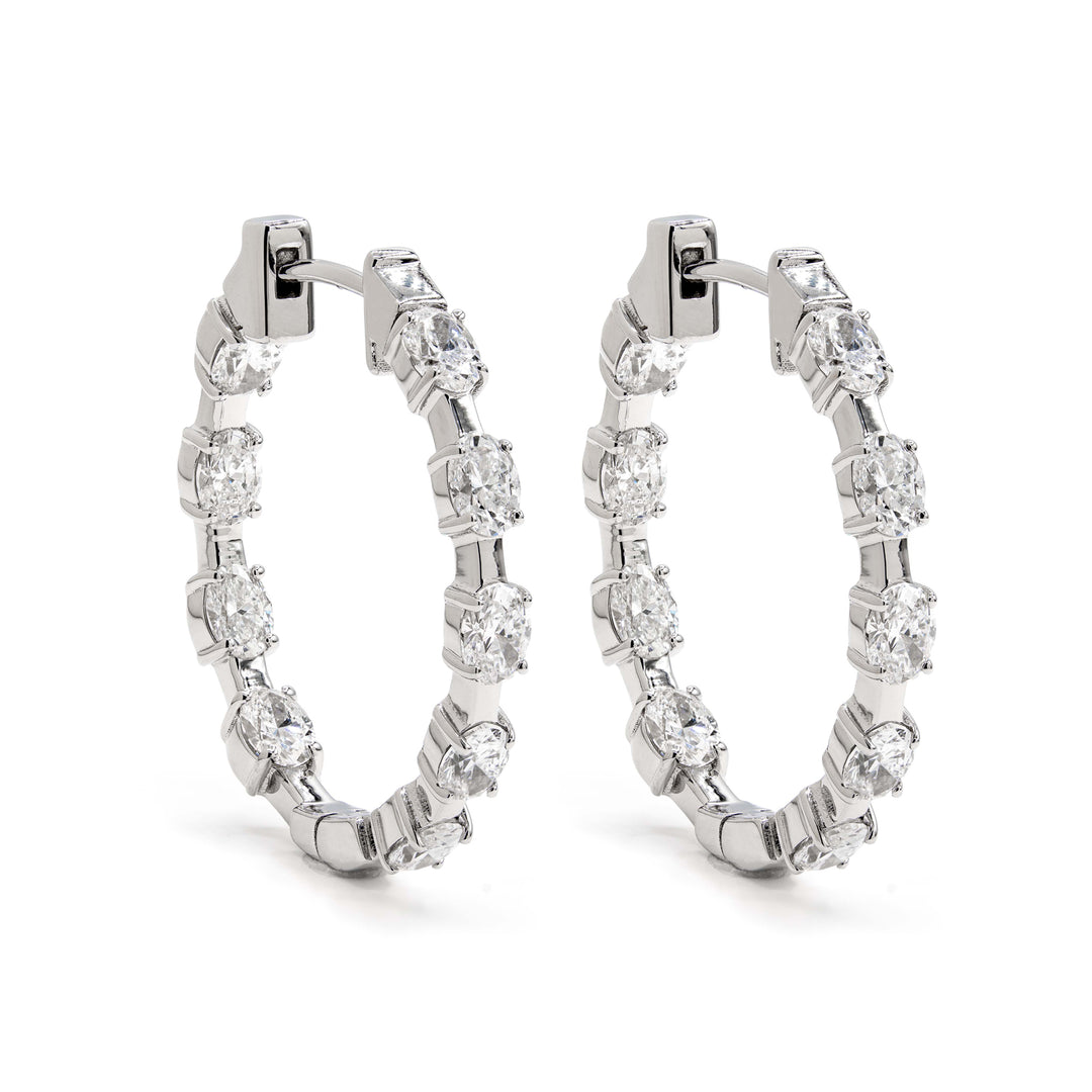 diamond eternity wire hoop earrings oval
