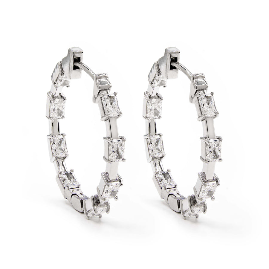 diamond eternity wire hoop earrings radiant
