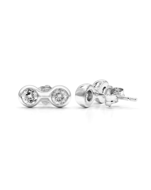 Moonrock 2-Stone Diamond Stud Earrings