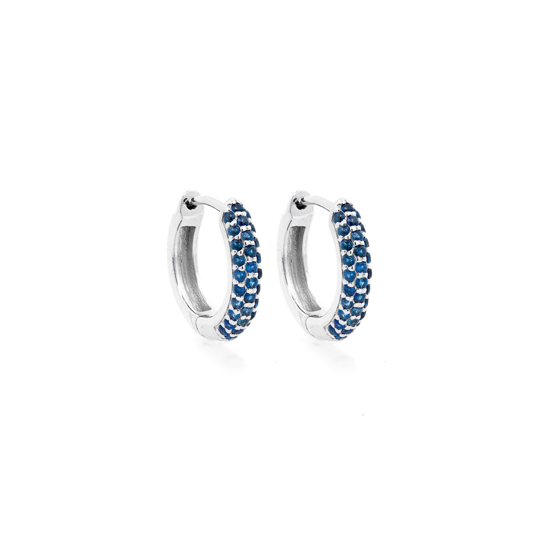 Blue Sapphire Huggie Earrings - Tiny