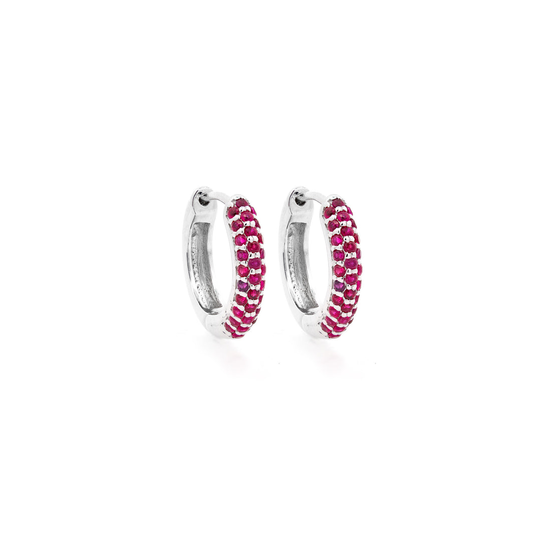 Ruby Huggie Earrings - Tiny