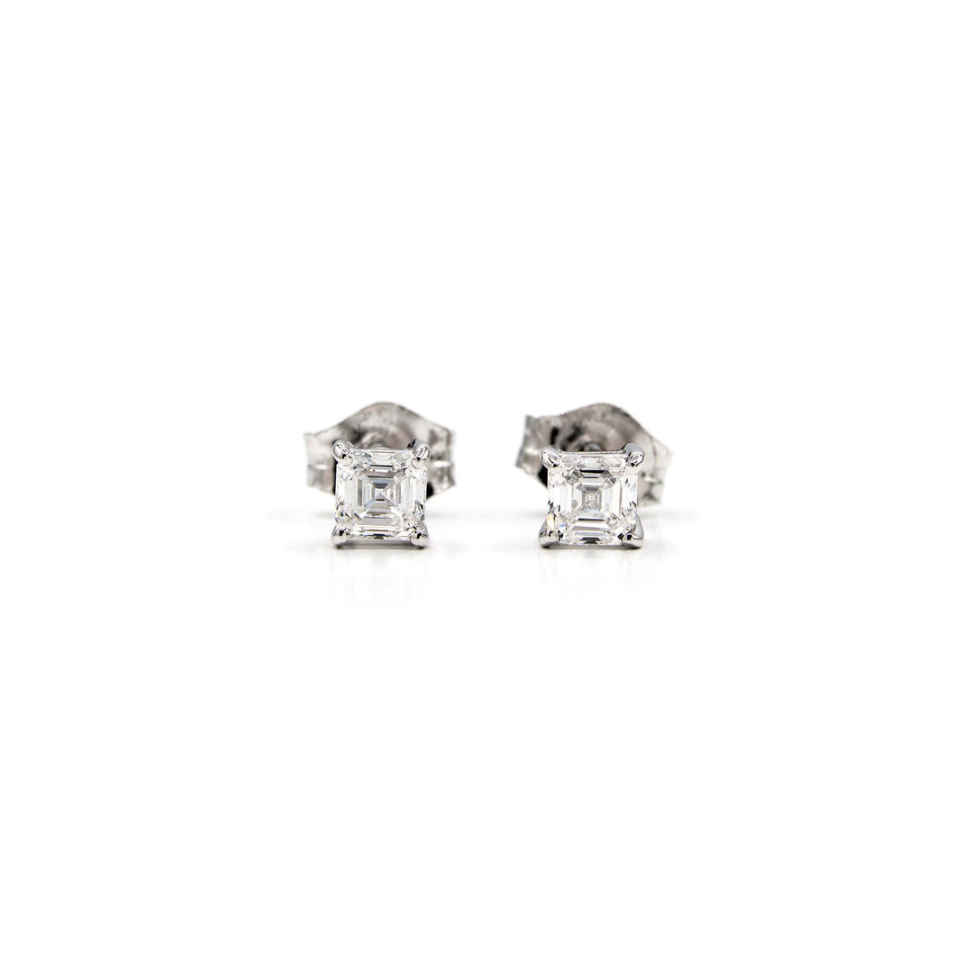 Asscher Earrings - Four Prong